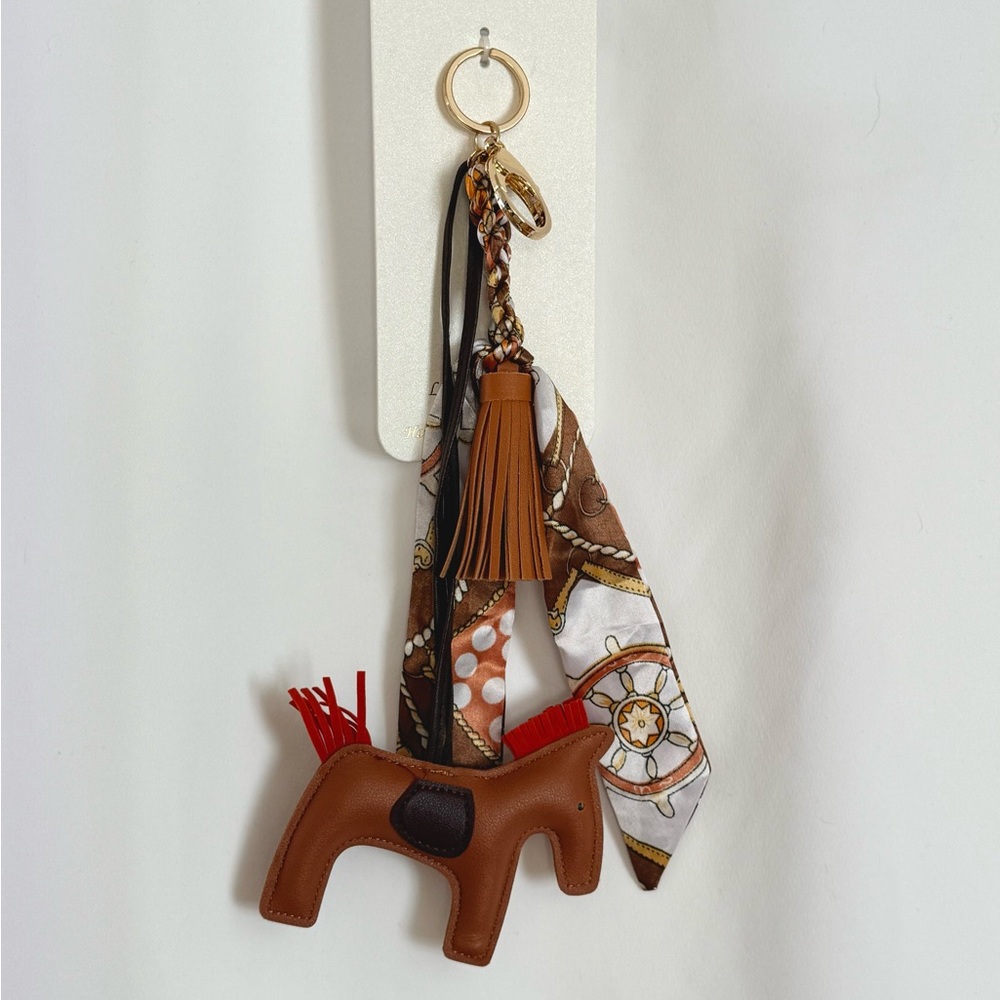 Natasha Couture Horse Charm Keychain Brown